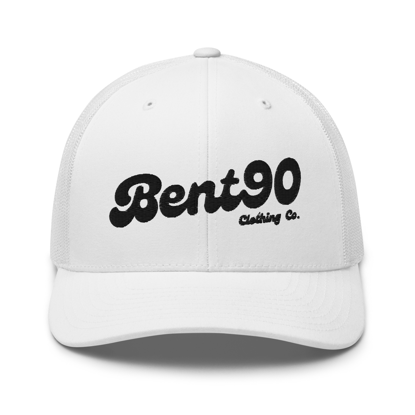 Bent90 Classic Mesh Snapback Unisex Trucker Hat - White