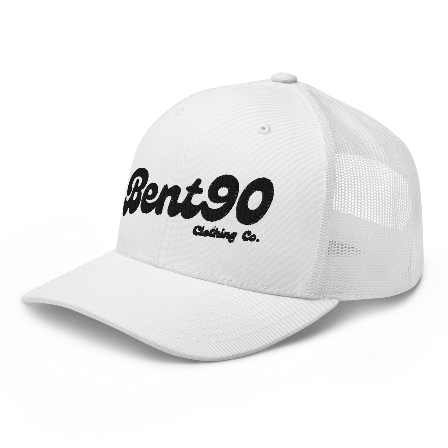 Bent90 Classic Mesh Snapback Unisex Trucker Hat - White